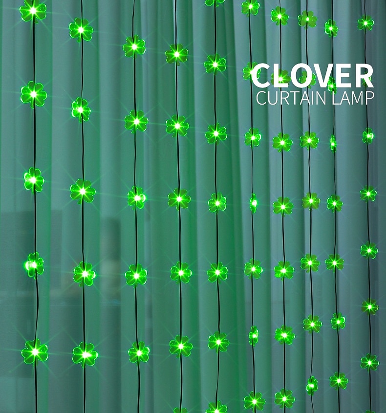 St. Patrick's Day Ierse klaver lichtslinger, 3 meter breed, groen licht, USB-voeding, 8 functies met afstandsbediening, voor binnen, slaapkamer, woonkamer, balkon, feestdecoratie 2026 - $26.99 –P8