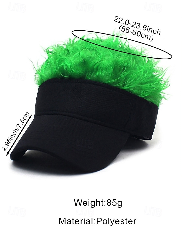Men's Polyester Visor Hat with Colorful Faux Wig, Available in Multiple Colors, Perfect for St. Patrick's Day, Carnival and Festive Occasions 2026 - $14.99 –P8