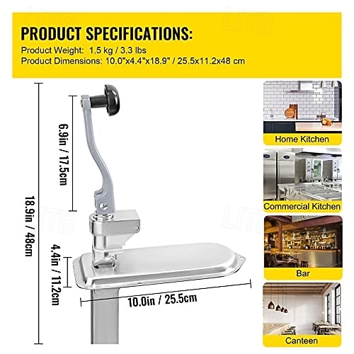 Commercial Can Opener, 18.9 Inches Long, Manual Stainless Steel for Cans Up to 11.8 Inches High, Fixed with Clamp or Screws, Ergonomic Rotating Handle and a Spare Blade 2026 - $103.99 –P4