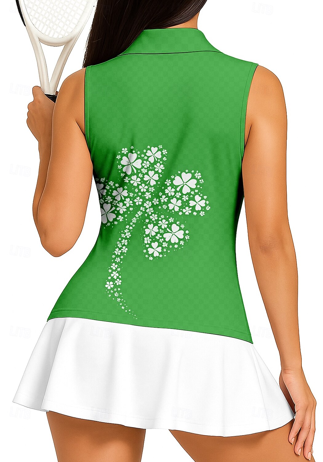 Sint Patrick Dames Flora Clover Sportshirt Wandelen poloshirt Tanktop Tennisshirt Mouwloos Bloemig Knop UPF50+ UV-bestendig Hoge Elasticiteit Vochtregelerend Ademend Volleybal Tennis Golf Kraag 2026 - $18.99 –P2