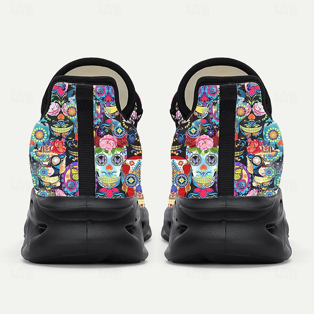 Herren Mardi Gras Bunte Totenkopf Sneaker – Künstlerisches Totenkopf-Design mit lebendigen Farben Ideal für Karneval Tanzpartys und festliche Feiern 2026 - $42.99 –P4
