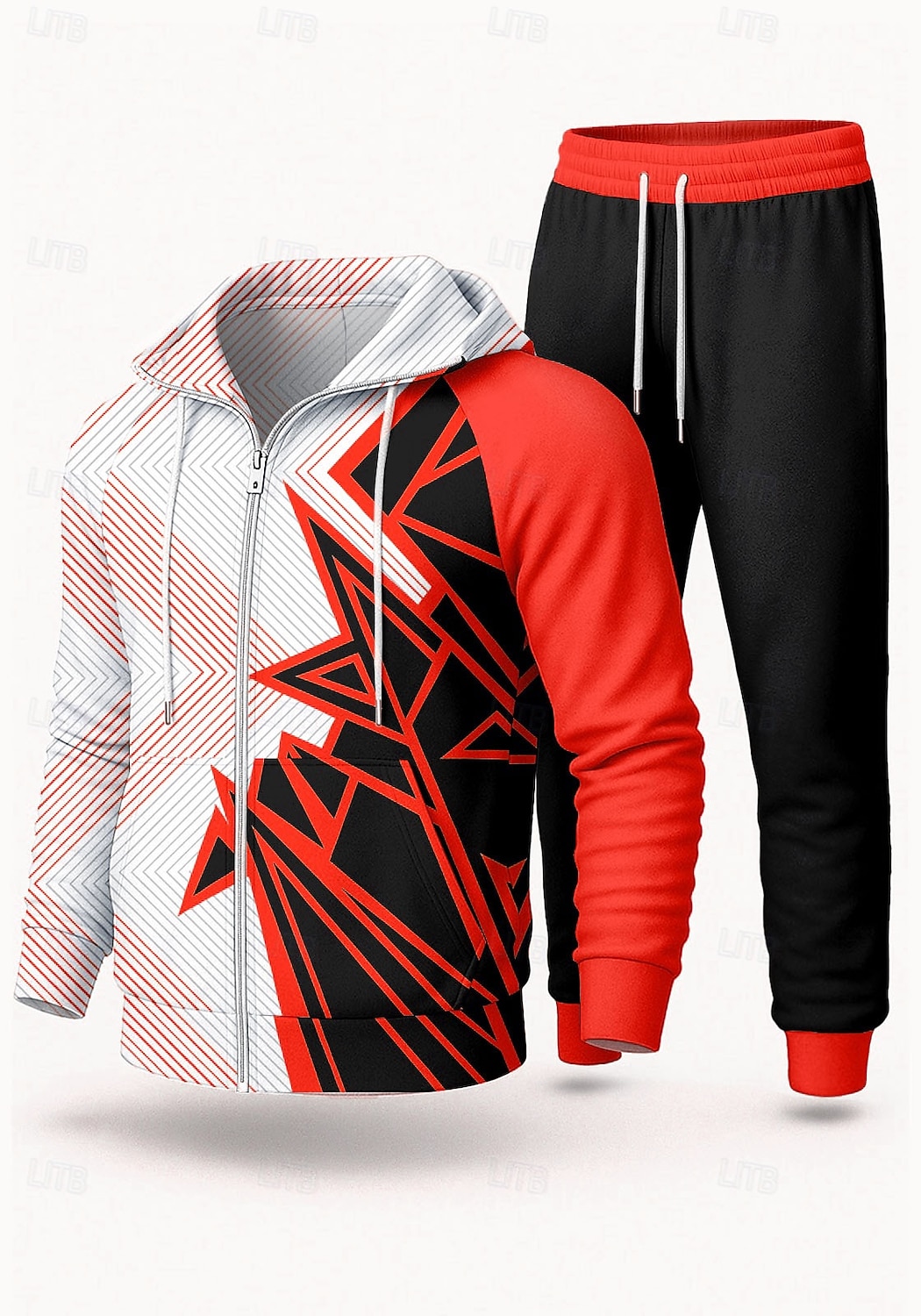 Men's Hoodie Tracksuit 2 Piece Tracksuit Drawstring Zip Up Geometric Clothing Suit Fall Winter Yellow Red Vocation Outdoor Travel Lightweight Fashion Long Sleeve Sport Activewear Stretchy Regular Fit 2026 - $47.99 –P4