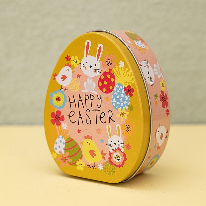 1pc Easter Bunny Egg Shape Tin Box, Kids Gift Candy Container, Cute Metal Treat Case, Holiday Party Favor, Easter Basket Stuffer Storage Box 2026 - $9.99 –P13
