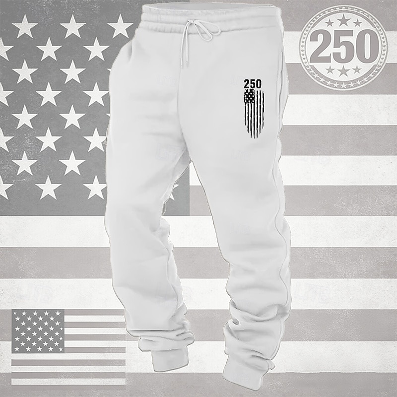 Herr Joggingbyxor Joggare Långbyxor Snörning Ficka Elastisk midja Landsflagga Komfort Andningsfunktion Dagligen Utomhus Amerikas 250-årsjubileum Semester Mode Vit Vin Microelastisk 2026 - $13.49 –P5