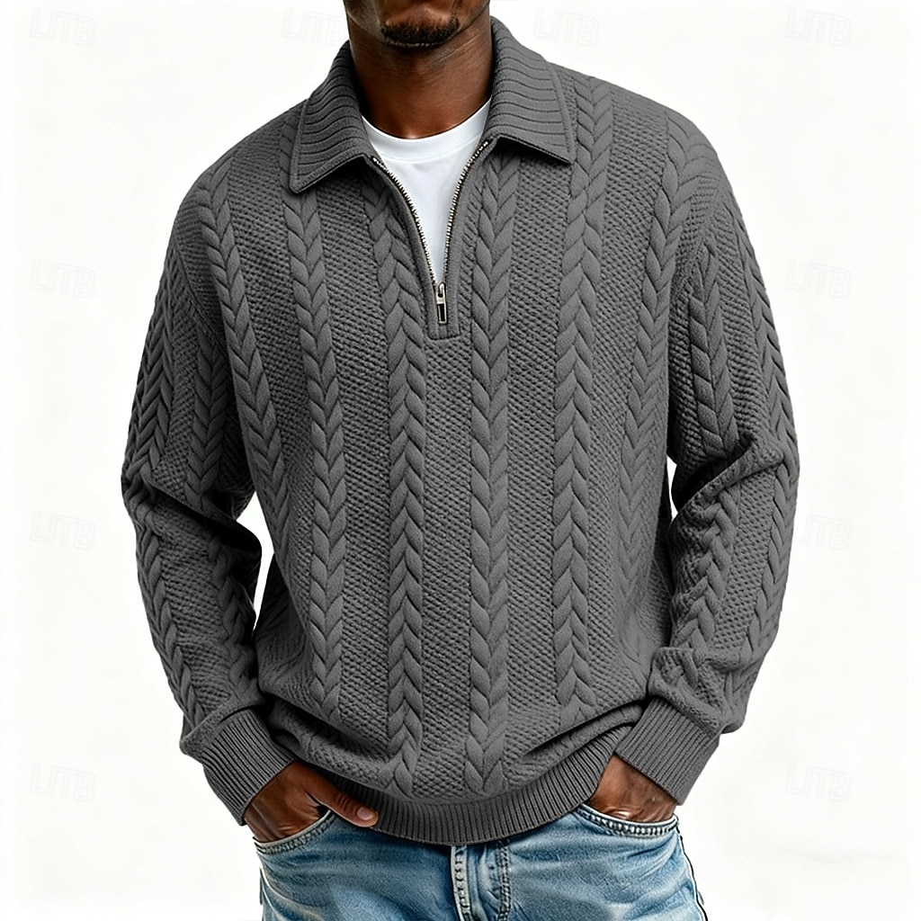 Per uomo Jacquard Maglia Felpa con cappuccio Felpa con zip corta Aalbicocca Nero Bianco Grigio Bavero Semplice Con zip Testurizzato Sport & Outdoor Casuale Quotidiano Streetwear Cool Abbigliamento del 2026 a $28.99 –P4