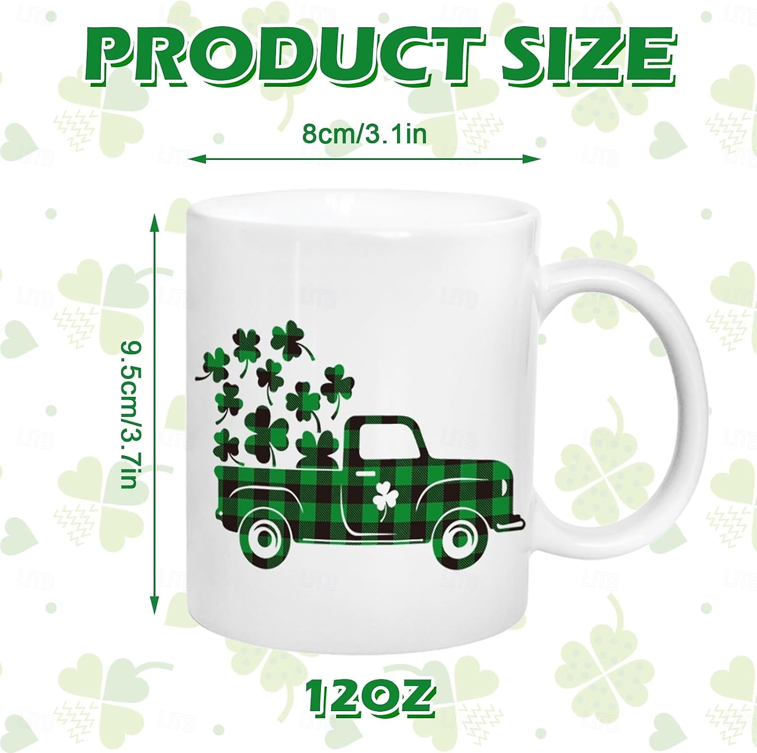 St Patrick's Day Mug 12oz Buffalo Plaid Shamrock Truck Coffee Mug Irish Ceramic Matching Mugs Party Cups for Home School Office Table Centerpieces Housewarming Gift 2026 - $16.99 –P6