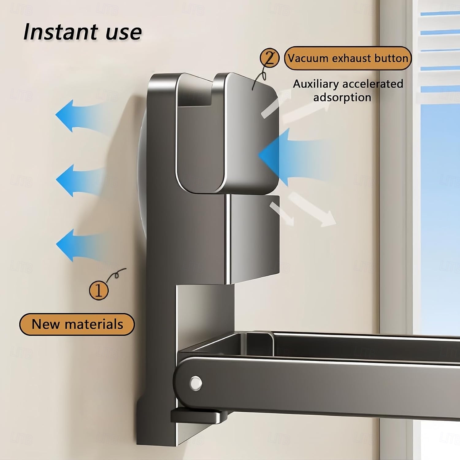 Toallero plegable con succión al vacío de 1/2 pieza, barra de toalla de baño sin taladro, adecuado para toallas, ropa, cintas para el cabello, joyas, toallas de mano, etc., almacenamiento, toalleros 2026 - $10.99 –P5