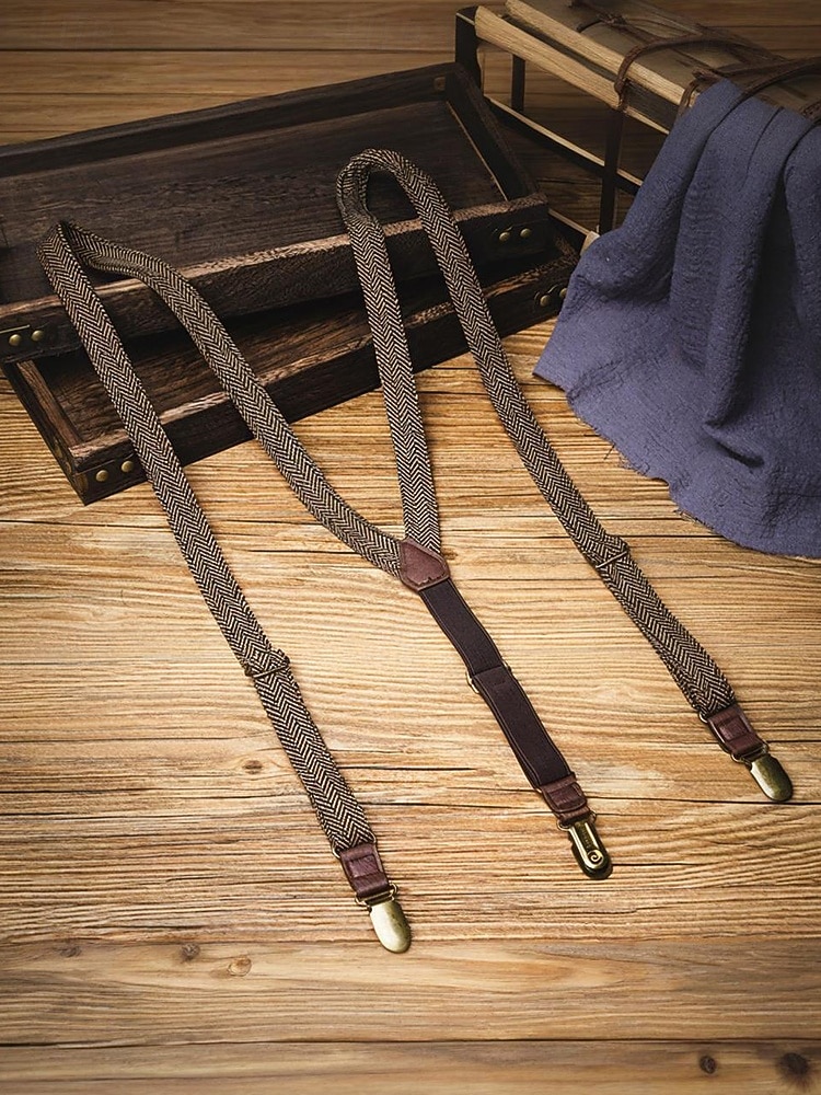 2026年 男性用ポリエステルサスペンダー、ヘリンボーンデザイン、ヴィンテージスタイル、ケルンカーニバルとコスチュームに最適  コレクション – $14.99 –P4
