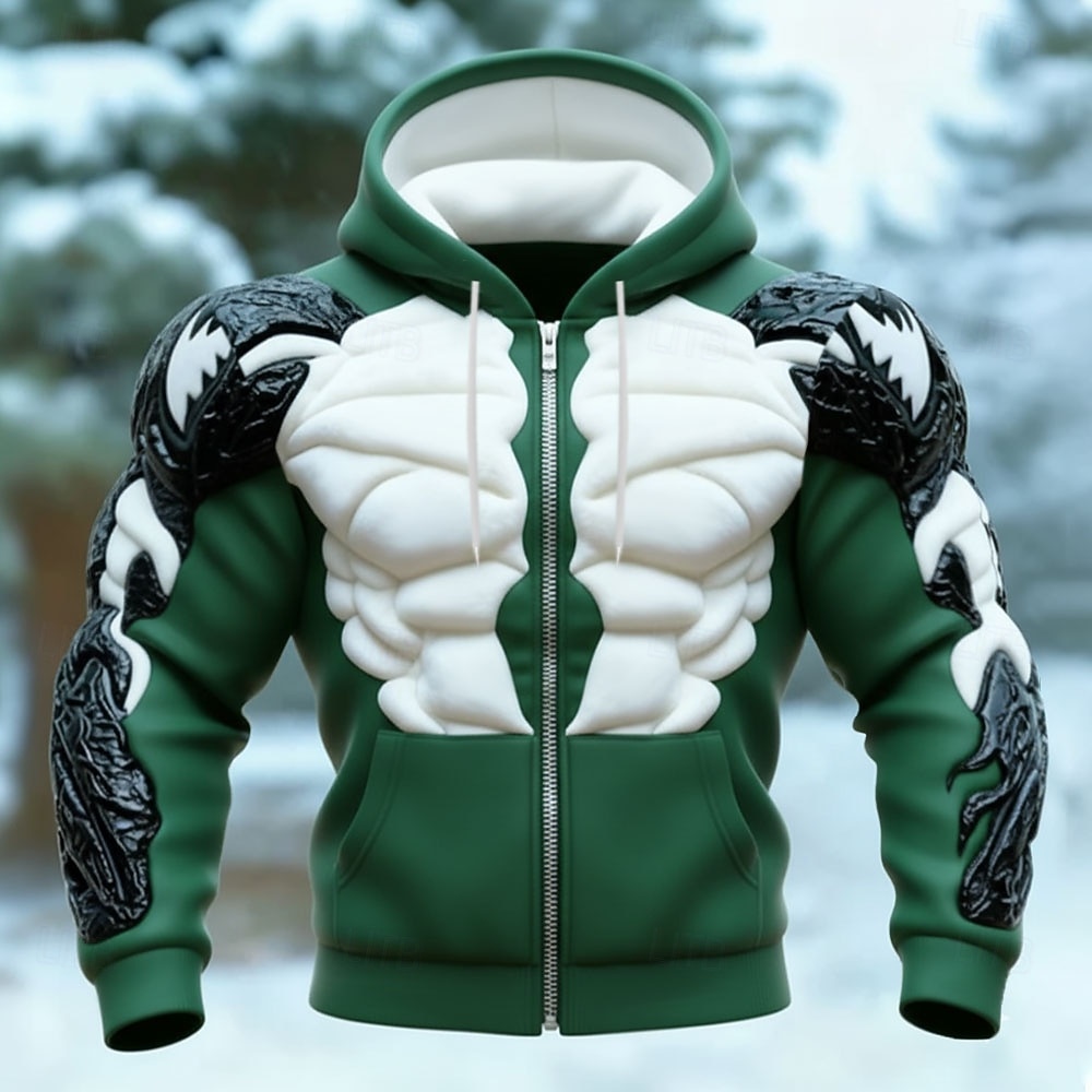 Per uomo Muscolo Illusione ottica Felpa con Cappuccio Giacca di pelle Felpa Vichingo 3D Fantasia Stampa su tutta la superficie Manica Lunga Con cerniera Abbigliamento casual alla moda Vacanza Uscire del 2026 a $32.99 –P1
