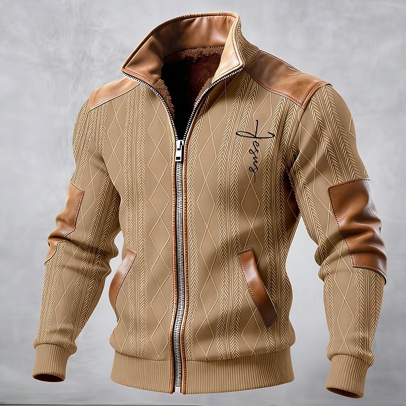 Homens Casaco de inverno Casaco de lã Jaqueta casual Diário Ao ar livre Térmico / Quente Jacquard Bolsos Outono Inverno Bloco de cor Cruz Roupa de rua Diário Colarinho Chinês Padrão Preto Branco de 2026 por $51.99 –P2