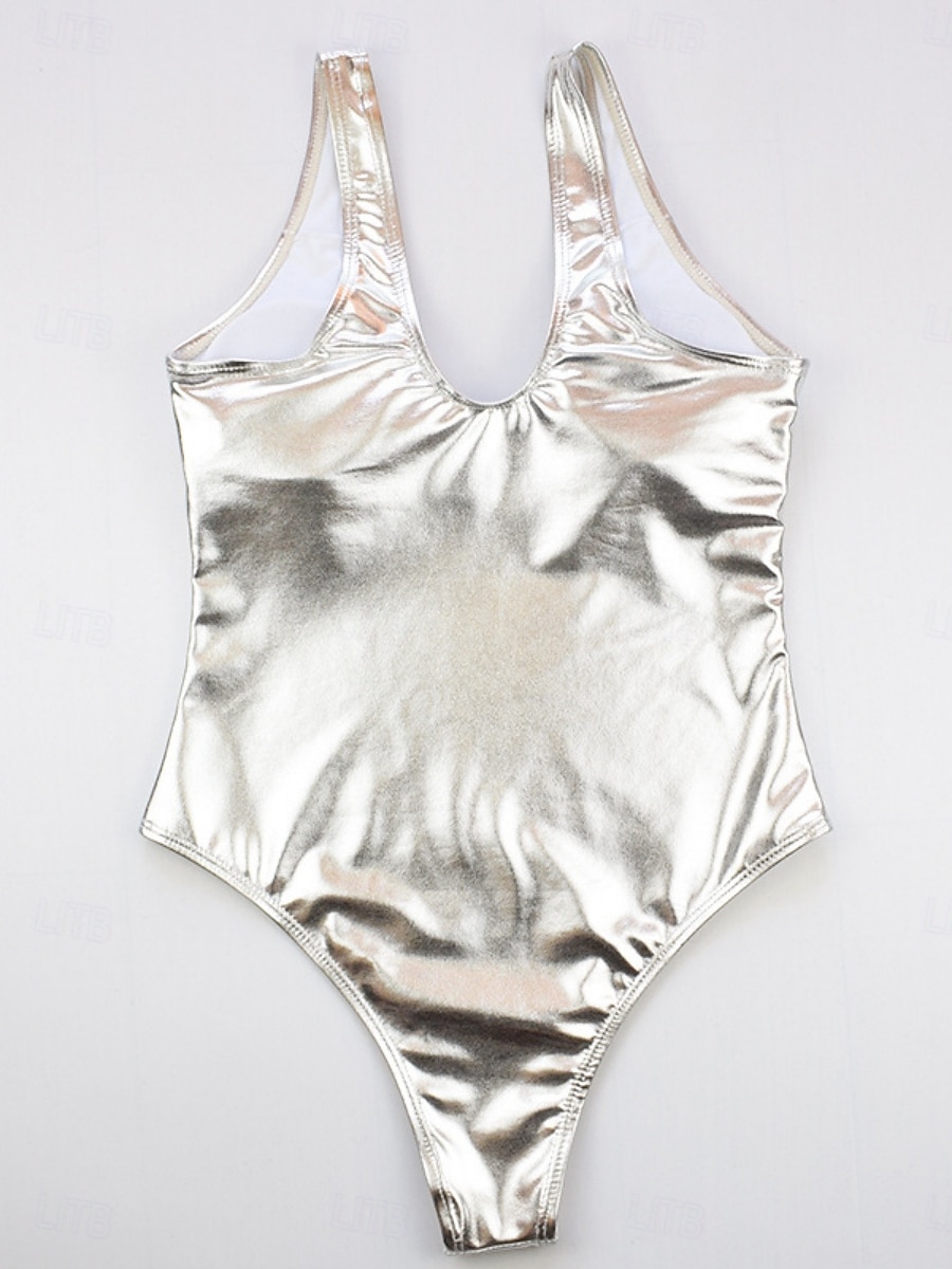 Женский купальник с одним куском монокини высокий вырез контролирующий живот высокая талия облегающий без спинки для отпуска пляжная одежда однотонный цвет U-образный вырез без рукавов 2026 - $7.49 –P4