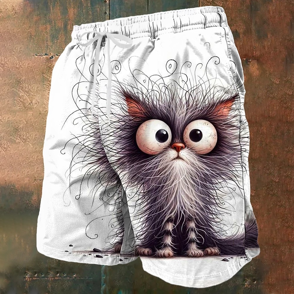 Pánské Kočka Kachna Kuřata Frizzle Plavecké trenýrky Plavky pánské Surfovací šortky Středně vysoký pas Legrační Venkovní Dovolená Boční kapsy Podšívka ze síťoviny Elastická šňůrka v pase Návrhář 2026 - $20.99 –P5