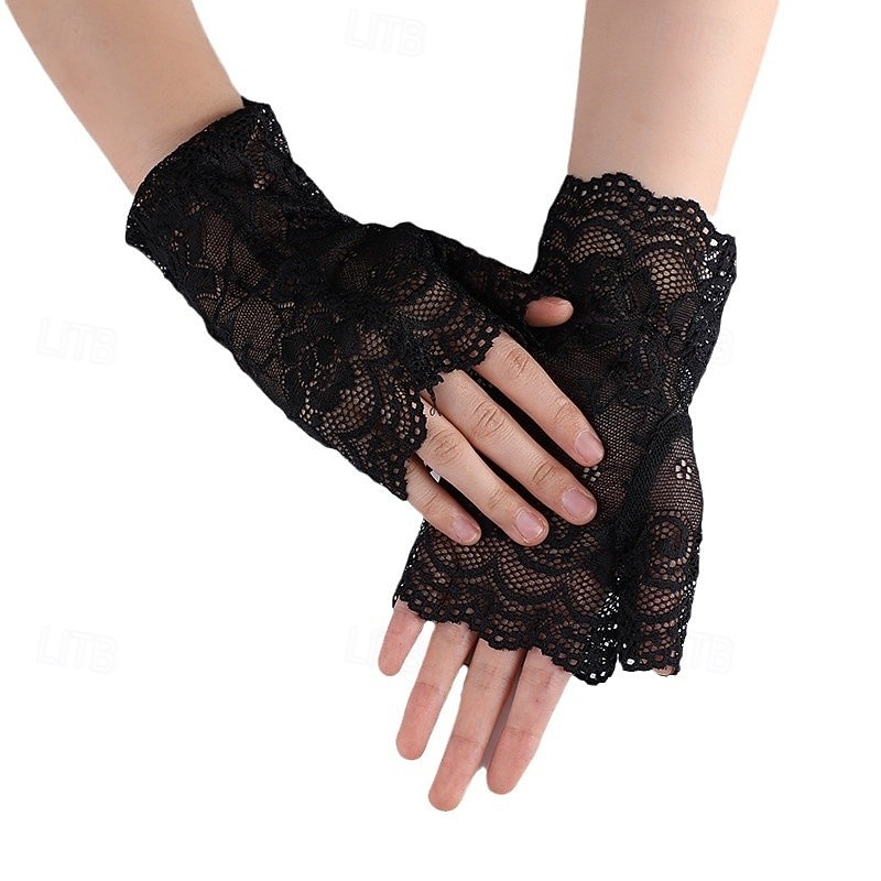 Elegantní Vinobraní Řvoucí 20s Rukavice Večerní rukavice Velký Gatsby Krajka Maškarní kostým Dámské Karneval Plesová maškaráda Ležérní Karneval Dospělí Rukavice 2026 - $25.99 –P2