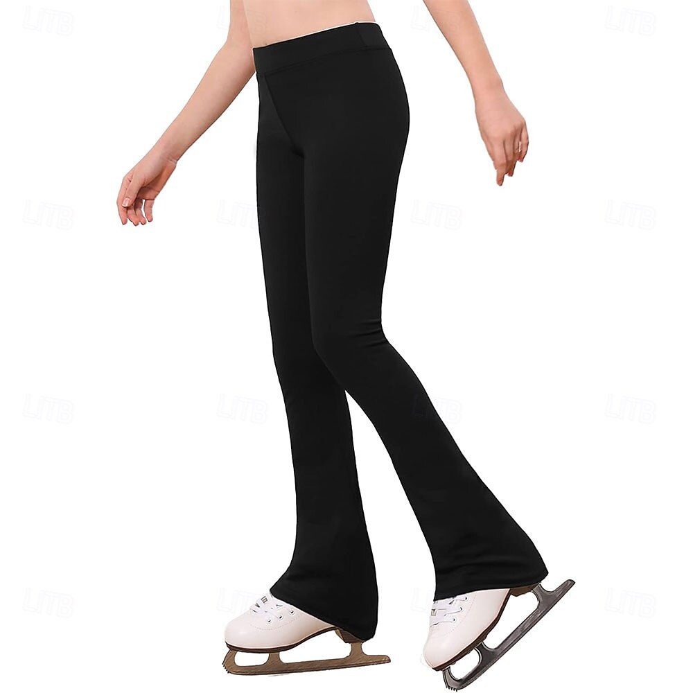 Pantalones de patinaje artístico para mujeres, niñas, hombres y niños, negros, elásticos, para entrenamiento, competición, ropa de patinaje, térmicos, cálidos, con cristales/diamantes de imitación, para patinaje sobre hielo, patinaje artístico. 2026 - $72.99 –P2
