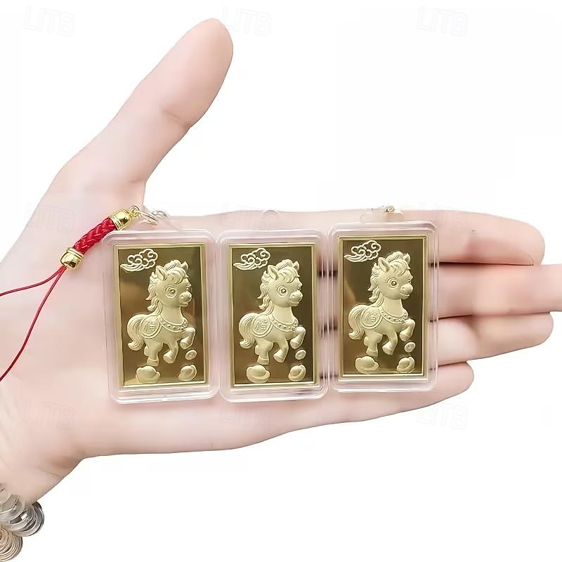 Nyckelring för hästens år 2026 - lyckosouvenir med hästdesign fyrkantigt stjärntecken slitstarkt karbinlås i aluminiumlegering perfekt för nyårsdekorationer nyårsdekorationer festlig nyckelring 2026 - $9.99 –P6