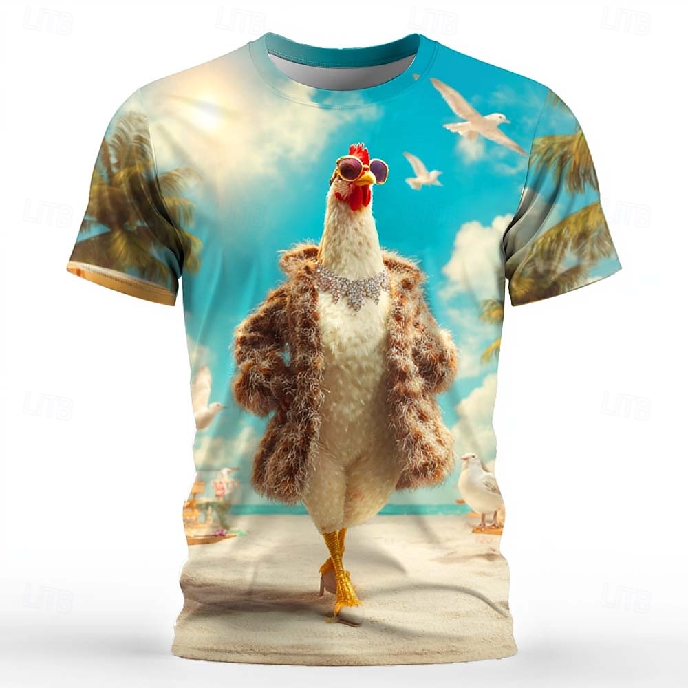Men's Animal Rooster Funny T Shirt Short Sleeve T shirt 3D Print Crew Neck Shirt Exaggerated Designer Party Holiday Blue 3# Blue 2# Blue 1# Summer Spring Clothing Apparel S M L XL XXL XXXL 2026 - $21.99 –P2