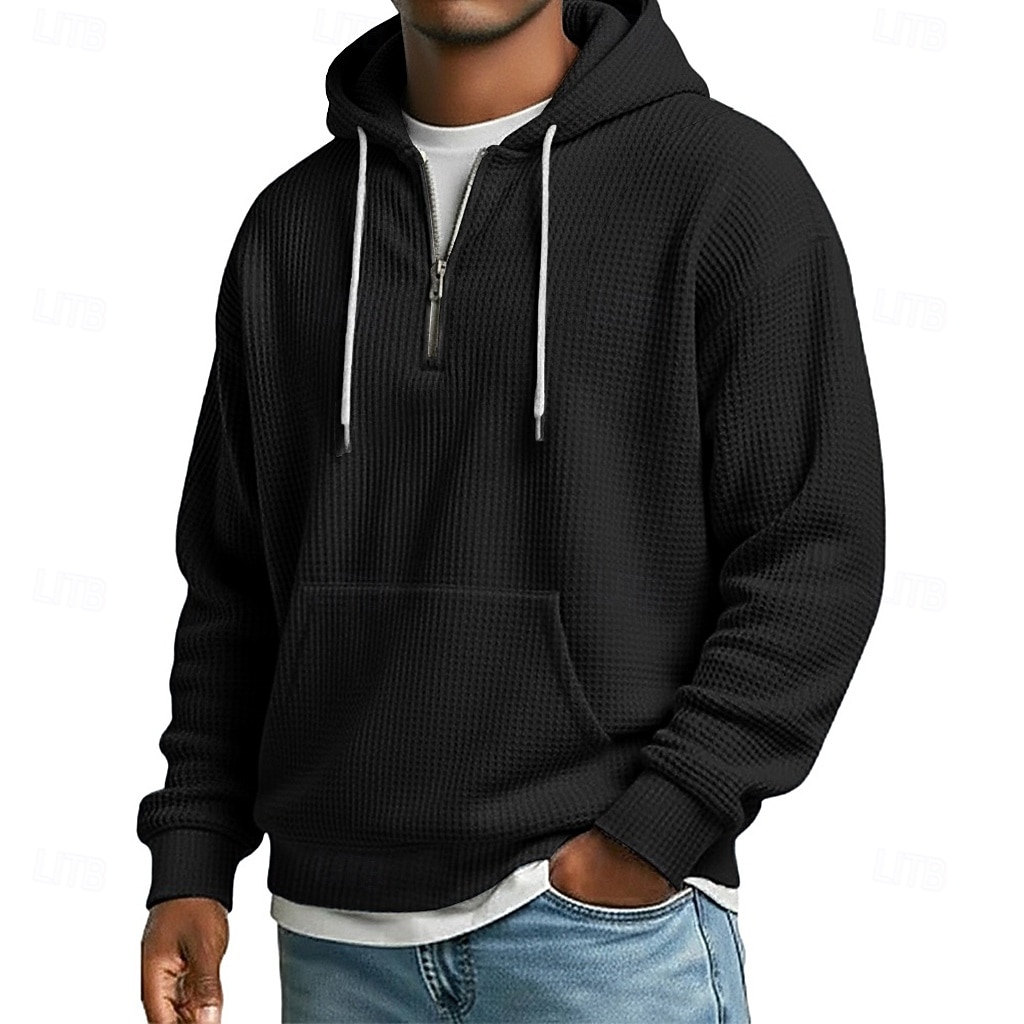 Per uomo Felpa con cappuccio Felpa con cappuccio a nido d'ape Blu Nero Verde chiaro Verde militare Viola Con Cappuccio Semplice Tasca a marsupio Sport & Outdoor Casuale Quotidiano senza stampa del 2026 a $28.99 –P7