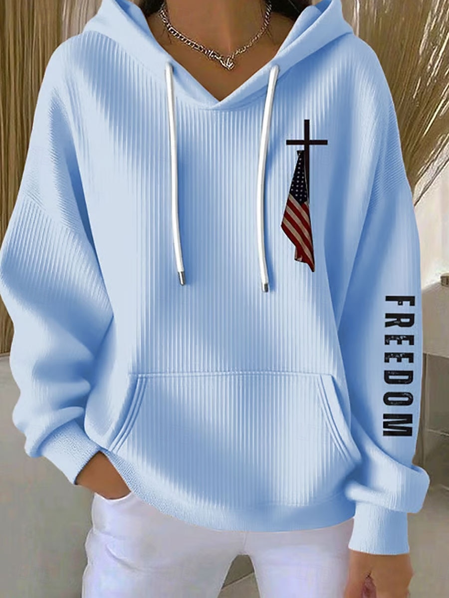 Mujer Sudadera con capucha Pullover Graphic Letra Casual Manga Larga Con Capucha Tops regulares Casual Uso Diario Deportes Azul Piscina Negro Blanco Rosa Primavera Otoño 2026 - $35.99 –P1