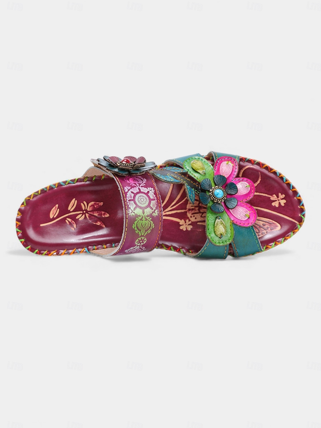 Women's Purple Genuine Leather Floral Wedge Sandals | Soft Comfort  Open Toe Sandals for Walking, Garden Party & Casual Daily Wear 2026 - $79.99 –P6