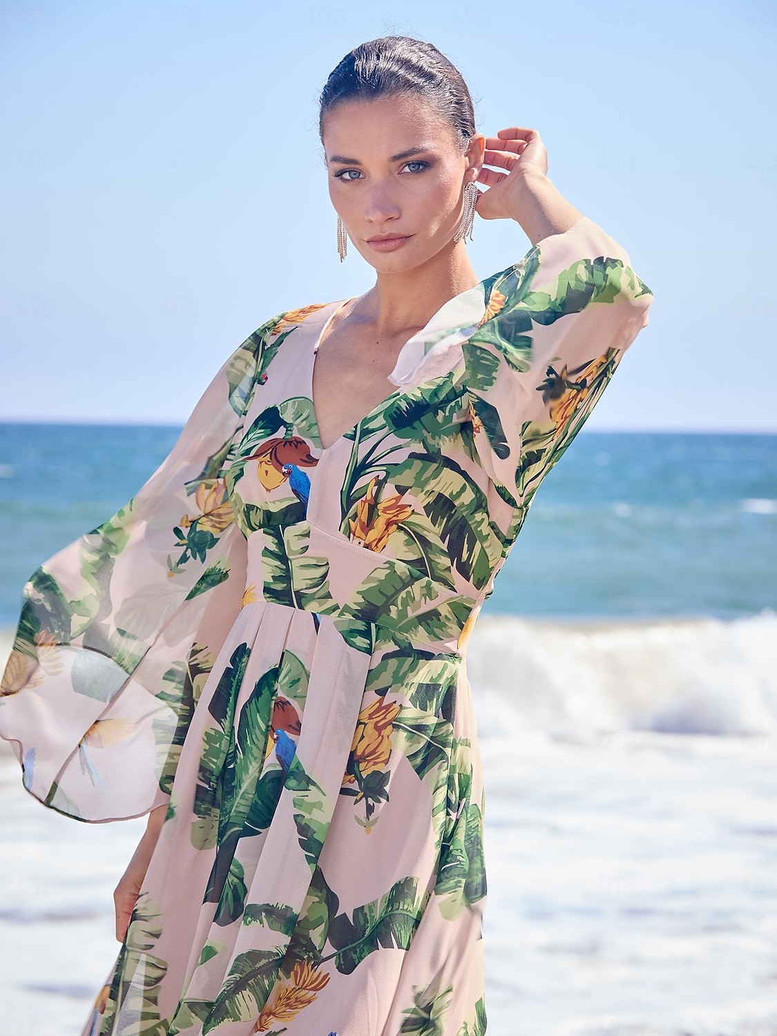 2026年 シフォンボタニカルプリントのゆったりとしたマキシドレス、バケーション  コレクション – $22.49 –P8