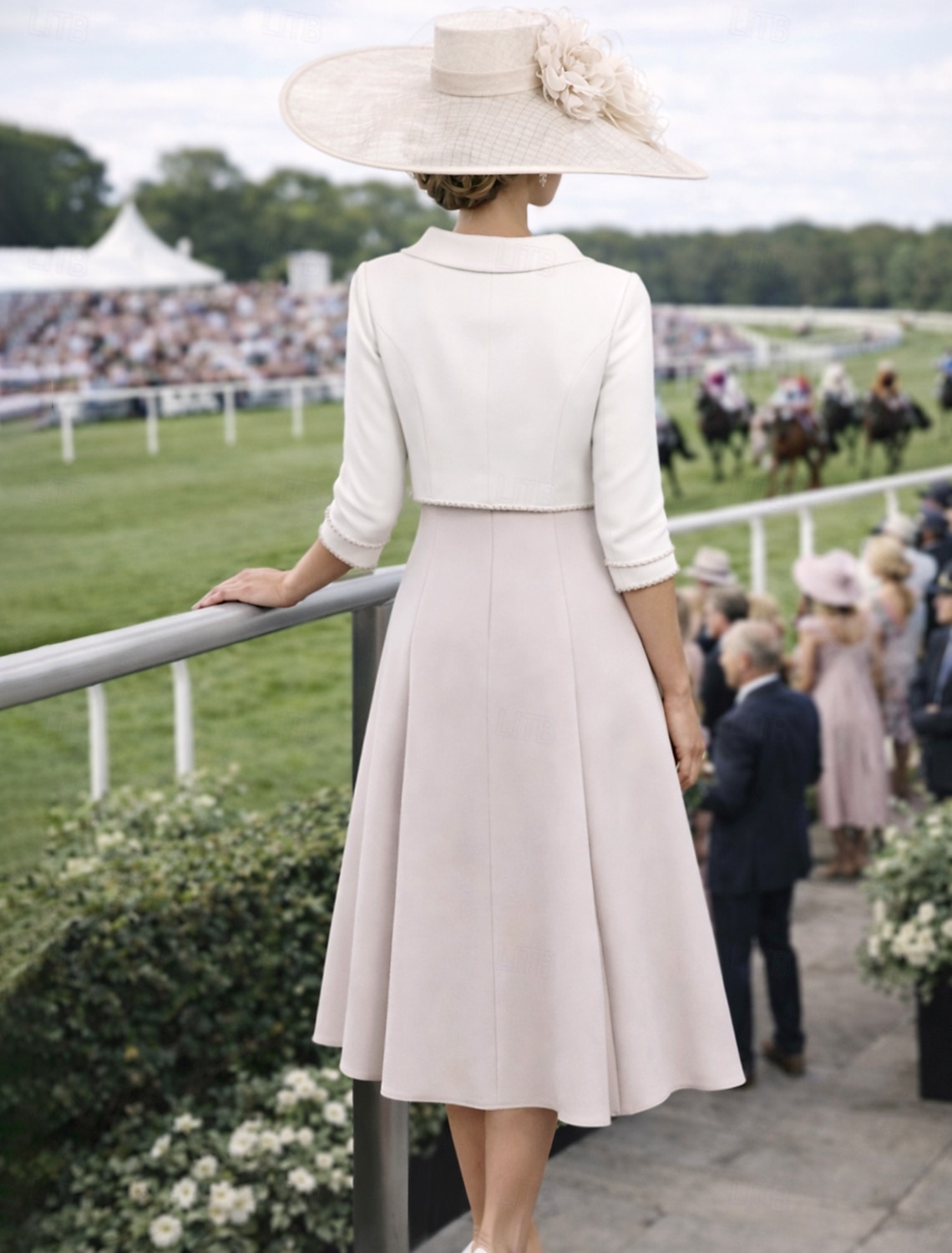 Deux Pièces Longueur cheville Robe d'invité de mariage Robe de Mère de Mariée  Manche 3/4 Bijoux Élégant robe demoiselle d honneur Église Satin Extensible Jupes à veste courte avec Noeud(s) de 2026 ? $172.99 –P2