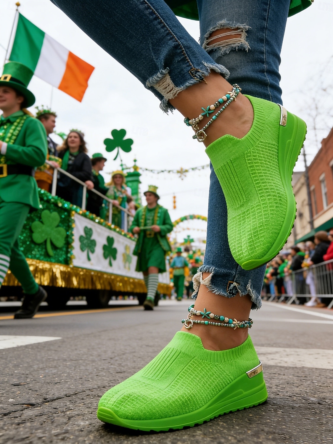 נעלי פלטפורמה ירוקות ניאון לנשים עם עקבים גבוהים - נעליים נוחות וגמישות, אידיאליות למצעדי יום פטריק הקדוש, טיולים לפסטיבלים, דייטים לארוחת בראנץ' וסידורים יומיומיים 2026 - $29.99 –P2