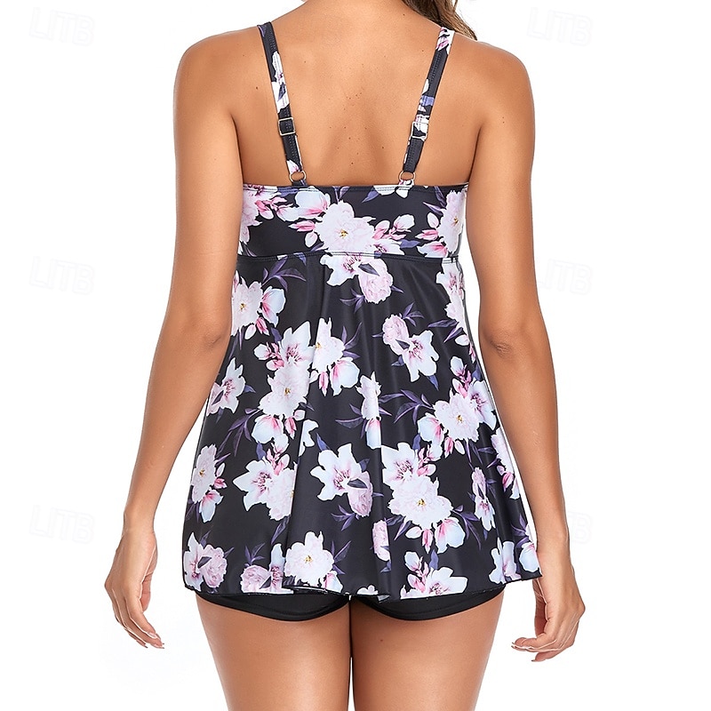 Mujer Traje de baño con estampado floral Traje de baño Tankini Floral Tropical Control de barriga Elástico Sin Mangas Bañadores Surf Playa Vocación Verano 2026 - $23.99 –P14