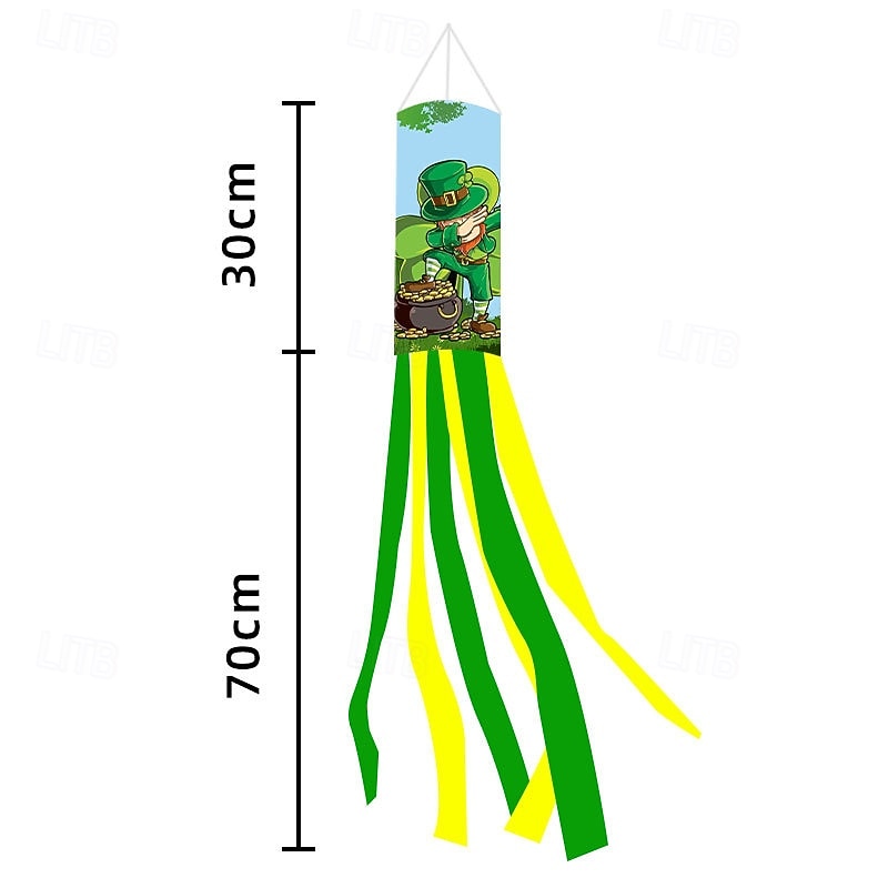 Szent Patrik-napi szélzsák zászló, ír dizájn, Szent Patrik-napi fesztivál dekoráció, színes kültéri szélzsák ünnepi ünneplésre, lóhere &lóhere design. 2026 - $8.99 –P18