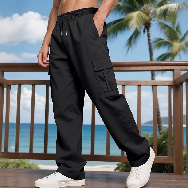 Homens Calças Cargo Calças Calças largas Com Cordão Cintura elástica Bolso multi Tecido A Prova de Vento Conforto Diário Ao ar livre Feriado Roupa de rua à moda Preto Verde Tropa de 2026 por $20.99 –P7