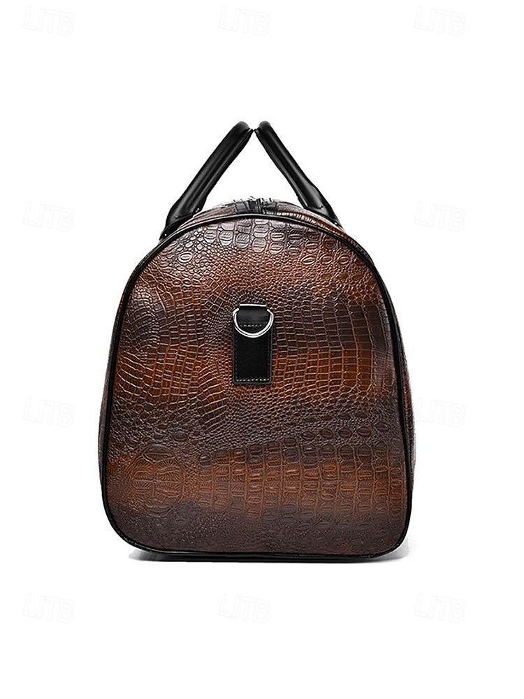 Borsa da weekend da uomo in similpelle con motivo coccodrillo, tracolla regolabile, grande capacità, impermeabile, perfetta per gite del fine settimana e brevi viaggi di lavoro del 2026 a $32.99 –P7