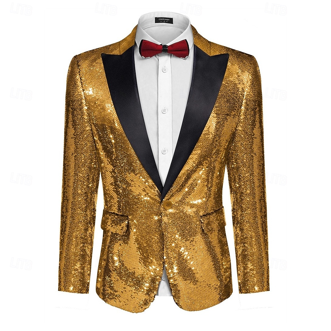 Rétro Vintage Années 1980 Couleur métalique brillante Smoking Costumes & Blazers Disco Paillettes Déguisement Homme Costume de Carnaval Noël Halloween Carnaval Cocktail Le thème de la fête Défilé de de 2026 ? $91.99 –P5