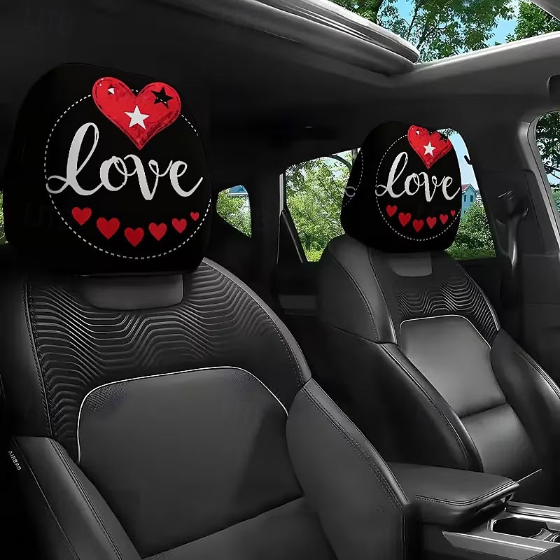 2pcs Cute Flower Love Heart Print Headrest Covers, Valentine's Day Heart-Eyed Girl Car Headrest Protector, Interior Decor, No Filling, Easy to Install and Wash, Suitable for Long-Distance Travel Naps 2026 - $14.99 –P5