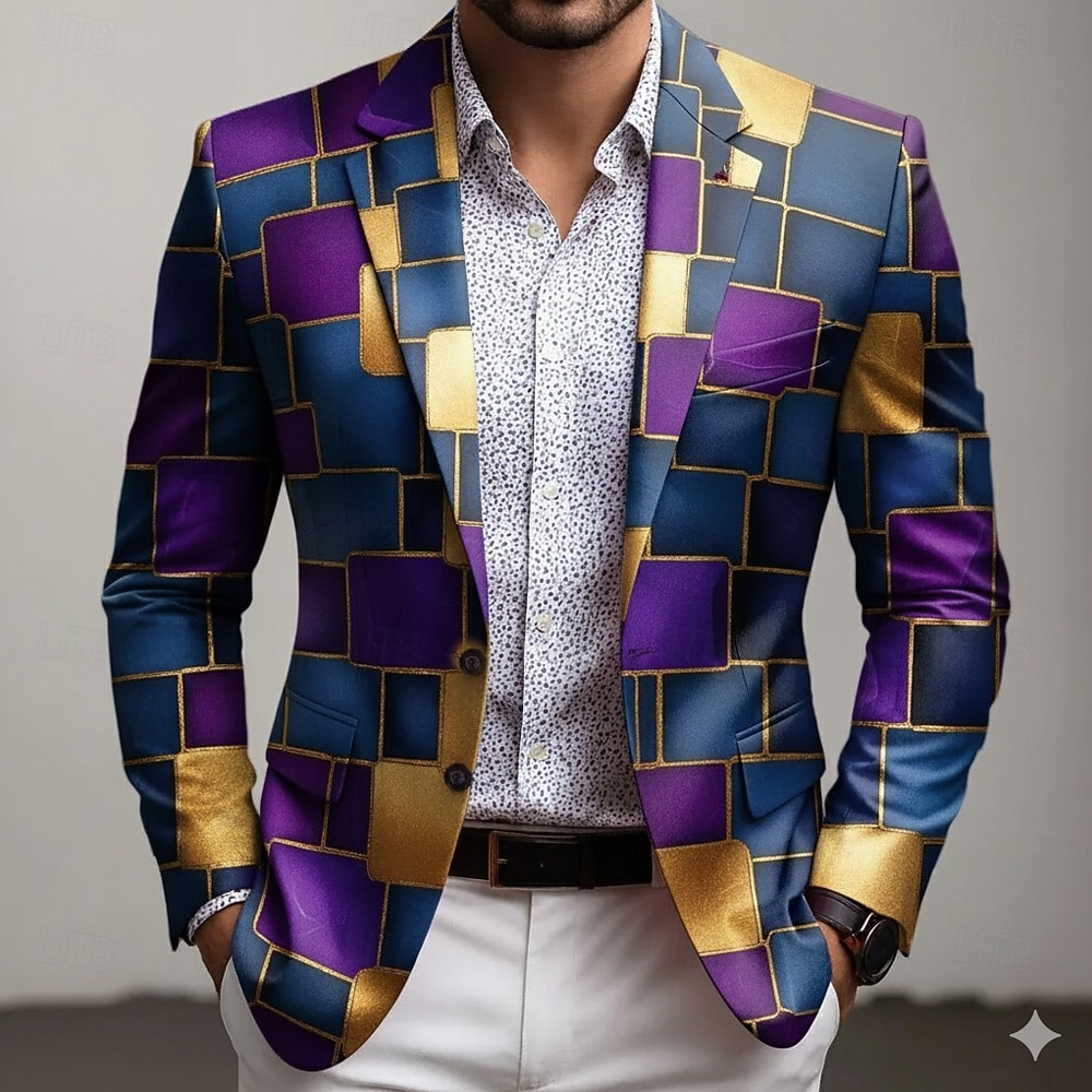 Ανδρικά Συνδυασμός Χρωμάτων Γεωμτερικό Μπουφάν μπλέιζερ Παλτό Άνετο Αναπνέει Καλλιτεχνικό Καθημερινό Causal Καθημερινά Βραδινό Ρούχα για Πάρτυ 3D εκτύπωση Κουμπιά Πολλαπλή τσέπη Όλες οι εποχές Εγκοπή 2026 - $85.99 –P3