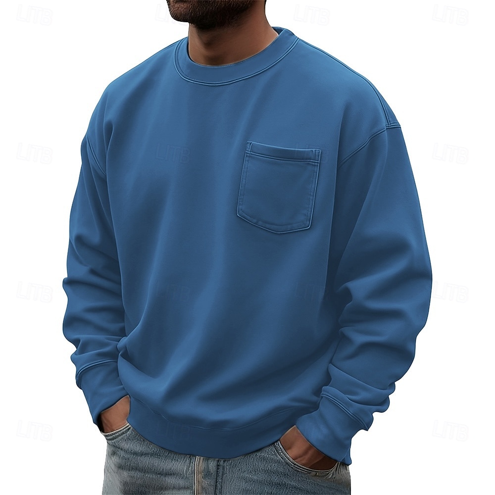 Ανδρικά Πουλόβερ Θαλασσί Πράσινο Χακί Ρουμπίνι Βαθυγάλαζο Καφέ Στρογγυλή Ψηλή Λαιμόκοψη Σκέτο Τσέπη Καθημερινά Αθλήματα & Ύπαιθρος Αργίες Πολυεστέρας Κομψό στυλ street Βασικό Καθημερινό 2026 - $26.99 –P2