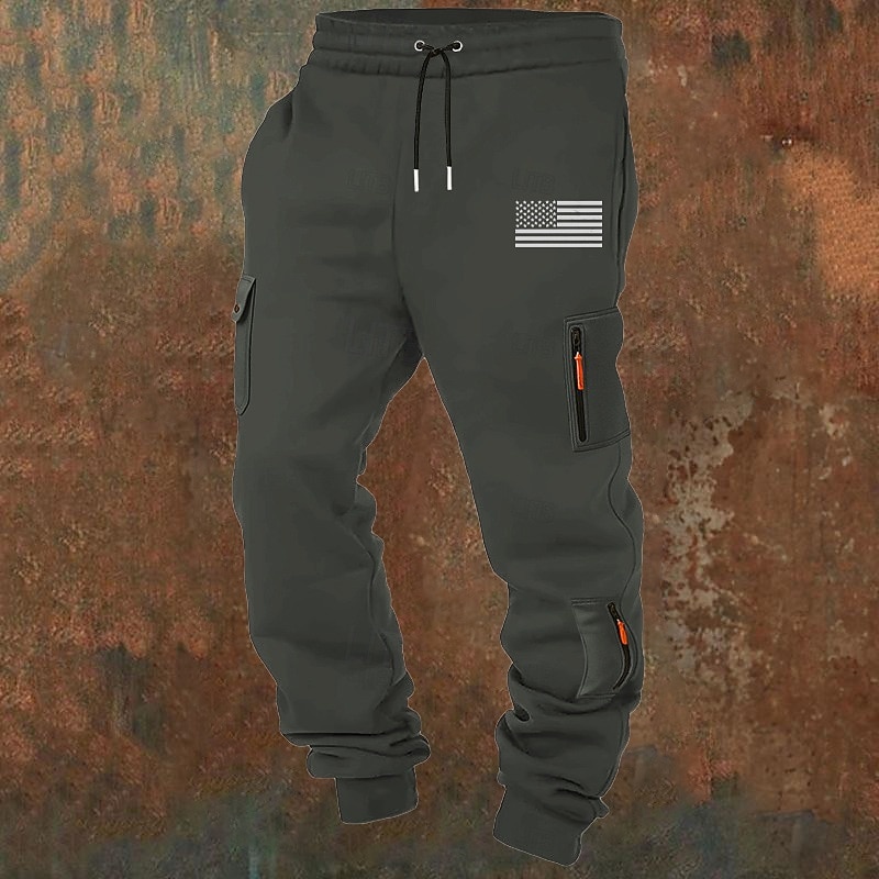 Hombre Pantalones cargo Pantalones de Deporte Persona que practica jogging Pantalones Correa Bolsillo Cintura elástica Bandera estadounidense de los Estados Unidos Comodidad Transpirable Casual 2026 - $26.99 –P4