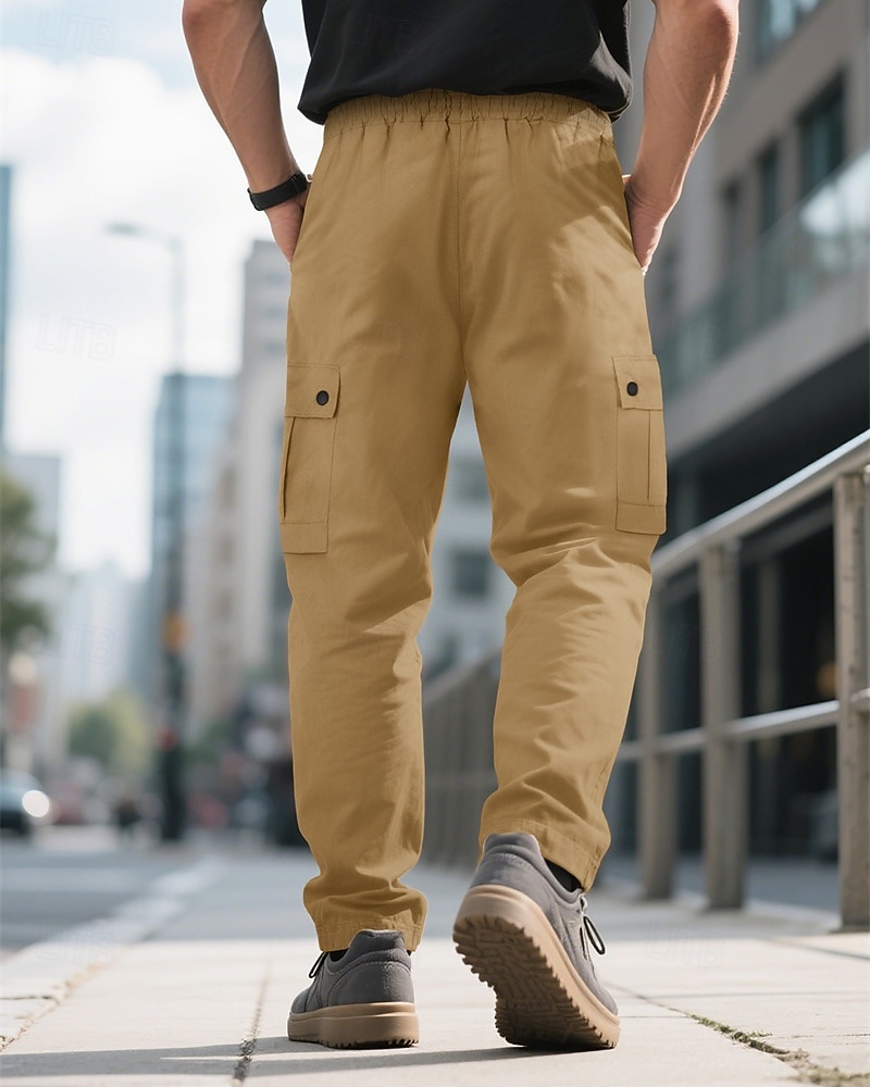 Per uomo Pantaloni Cargo Pantaloni Coulisse Elastico in vita Multi-tasche Tinta unica Antivento Comodità Quotidiano All'aperto Ferie Streetwear Elegante Nero Verde militare del 2026 a $13.49 –P3