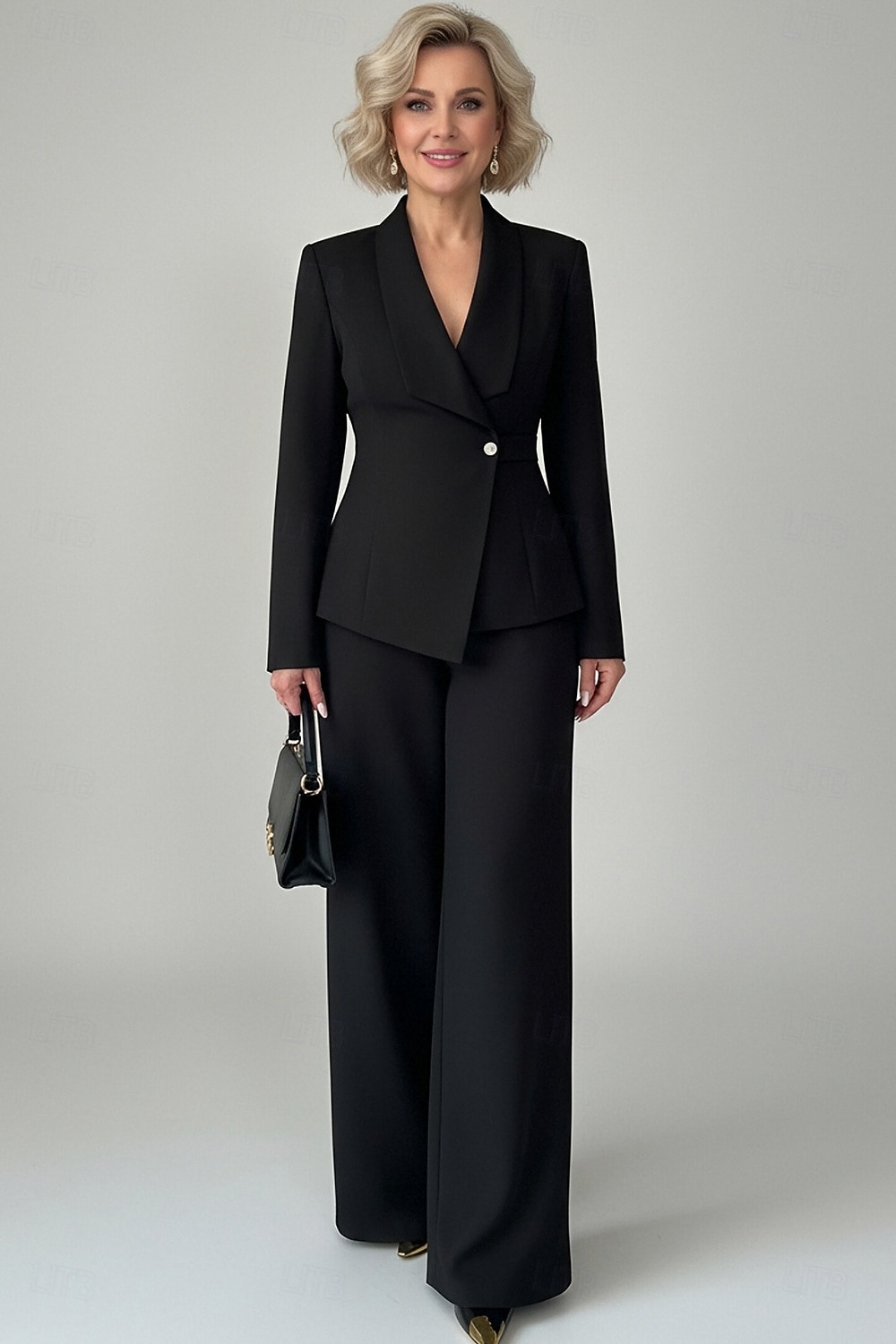 Women's 2 Pieces Suits Two Piece Business Wedding Guest Stretch Fabric Elegant Simple Tuxedo Long Sleeve V Neck Peak Lapel Single Breasted One-button 2026 - $178.99 –P1