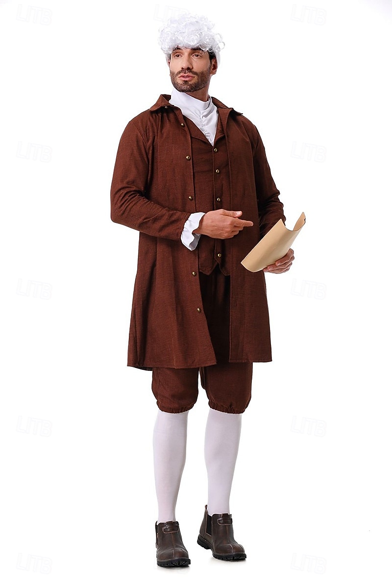 250e jubileum VS Rococo Barok Outfits Lange Mouwen George Washington Koloniaal Onafhankelijkheidsoorlog Kostuum Voor heren Carnaval Independence Day 4 juli Volwassenen Jas Broeken Kraag 2026 - $50.99 –P7