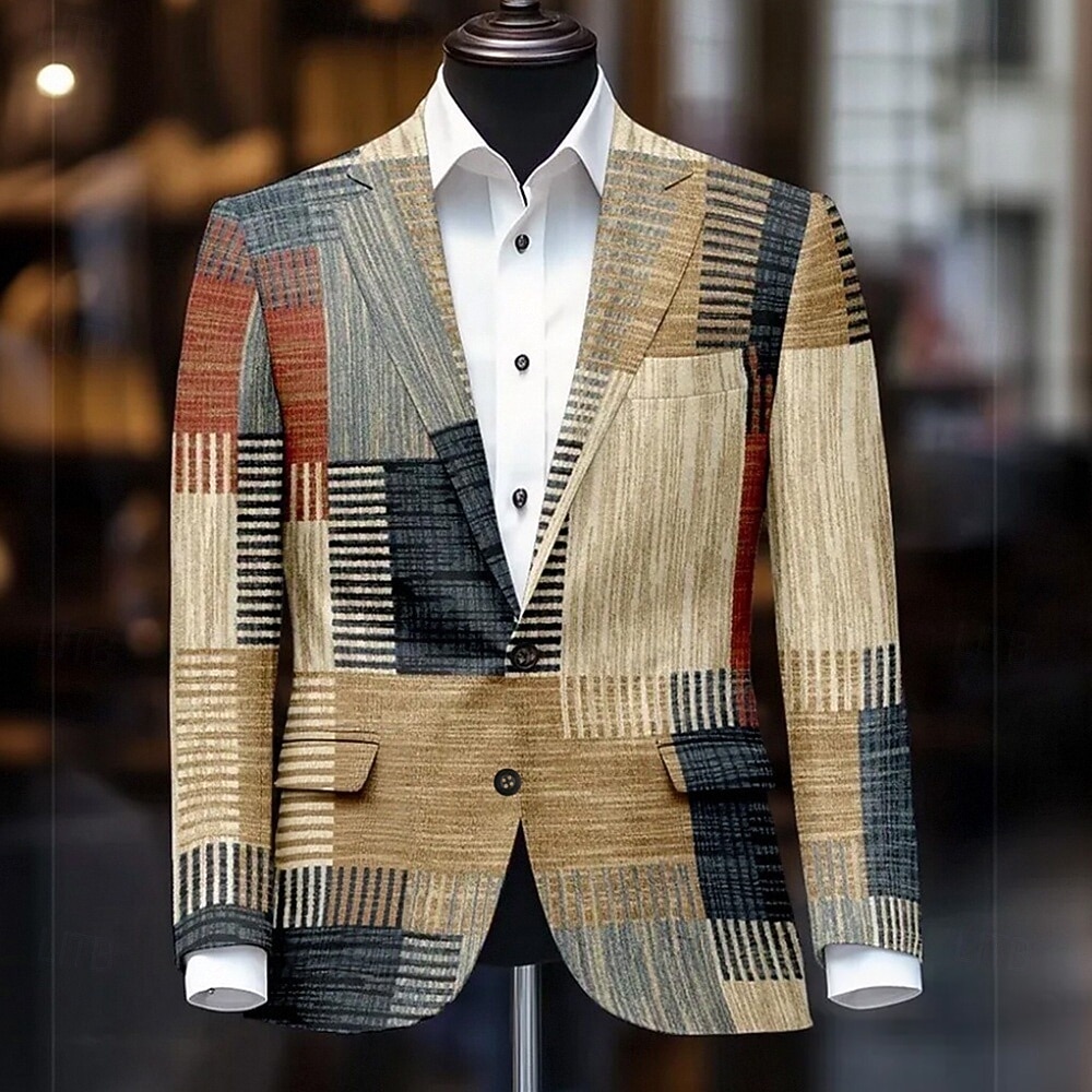 Homme Bloc de Couleur Veste blazer Manteau Confortable Décontracté Respirant Artistique Occasionnel Quotidien Tenue de soirée Festival Avec Poches Impression 3D Boutons Toutes saisons Cranté manche de 2026 ? $85.99 –P1
