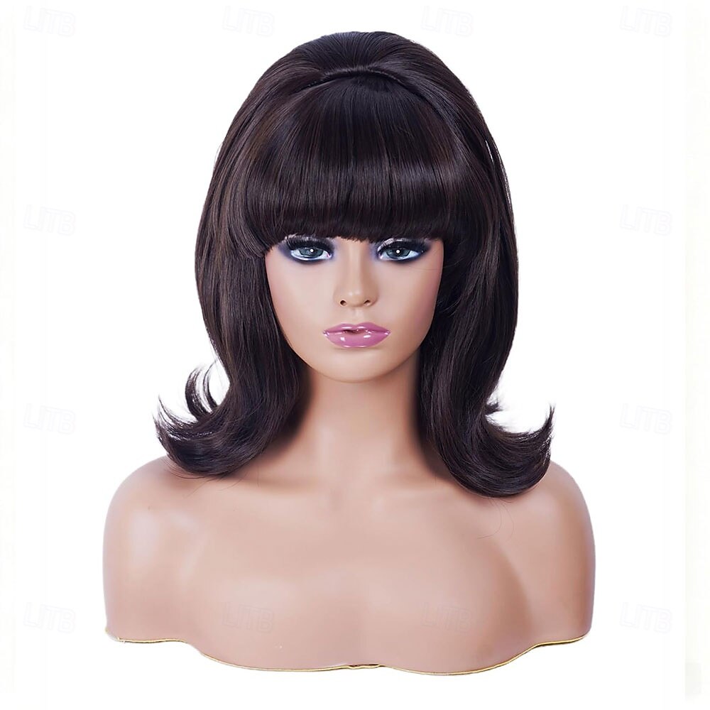 Vintage Short Wavy White Silver Wig with Bang Retro Bouffant Beehive Wigs fits 80s Costume or Halloween Party 2026 - $29.99 –P12