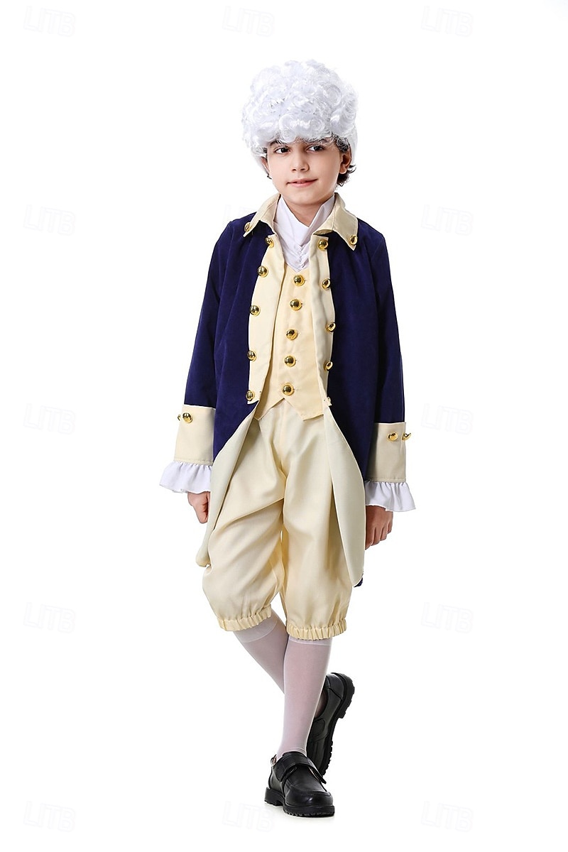 250e anniversaire des États-Unis Rococo Baroque Tenues Manches longues George Washington Alexander Hamilton Epoque Coloniale Déguisement Garçons Carnaval Jour de l'indépendance 4 juillet Enfant de 2026 ? $58.99 –P4