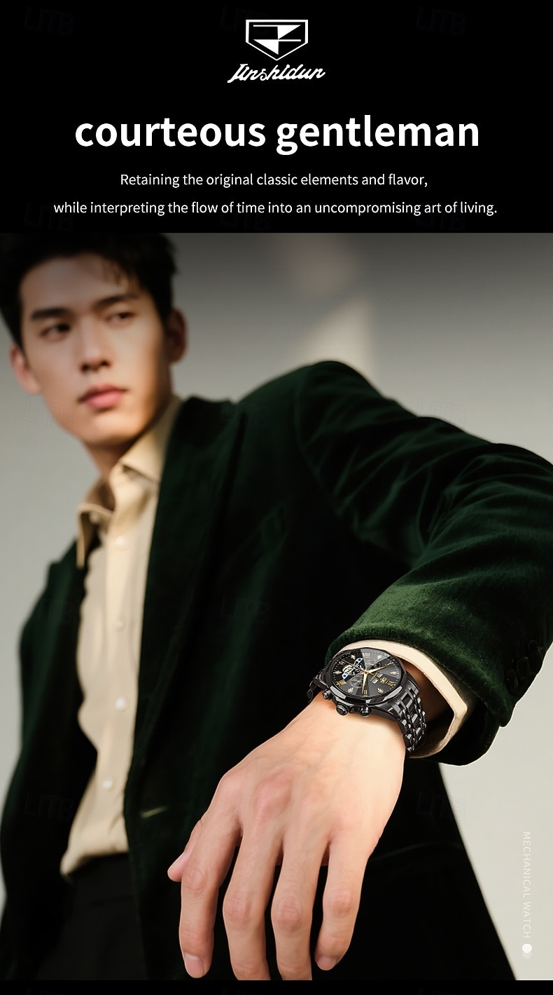 Часы OLEVS для мужчин автоматические кожаный ремешок календарь циферблат-скелетон классические водонепроницаемые часы Moonwatch 7009 2026 - $115.99 –P4