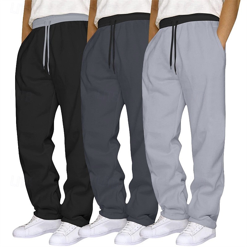 Paquetes múltiples 3 piezas Hombre Negro+Gris Oscuro+Azul Marino Pantalones de Deporte Pantalones Correa Cintura elástica Plano Vacaciones Ropa Cotidiana Poliéster Primavera 2026 - $40.99 –P1