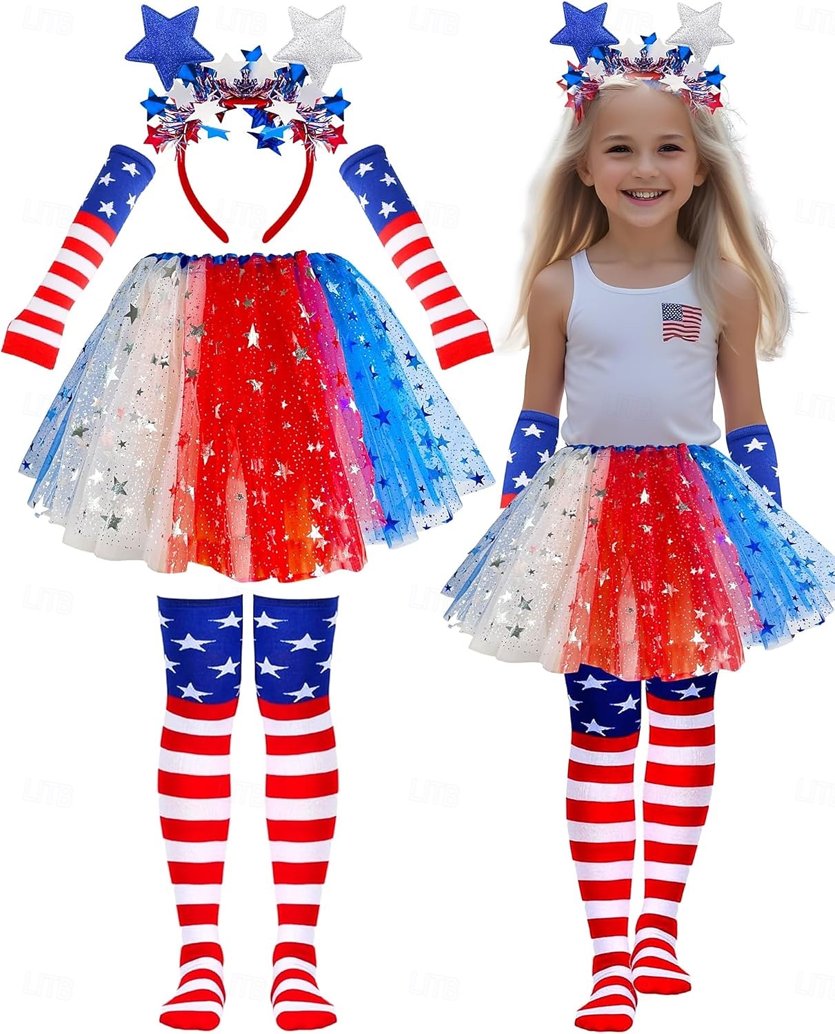 250e jubileum VS Schijf Jaren '80 Onderrok Tutu Onder rok met accessoires Kostuum Dames Carnaval 2026 Carnavalskostuum Halloween Carnaval Maskerade Independence Day 4 juli Kinderen Rok Kousen Meer 2026 - $29.99 –P1