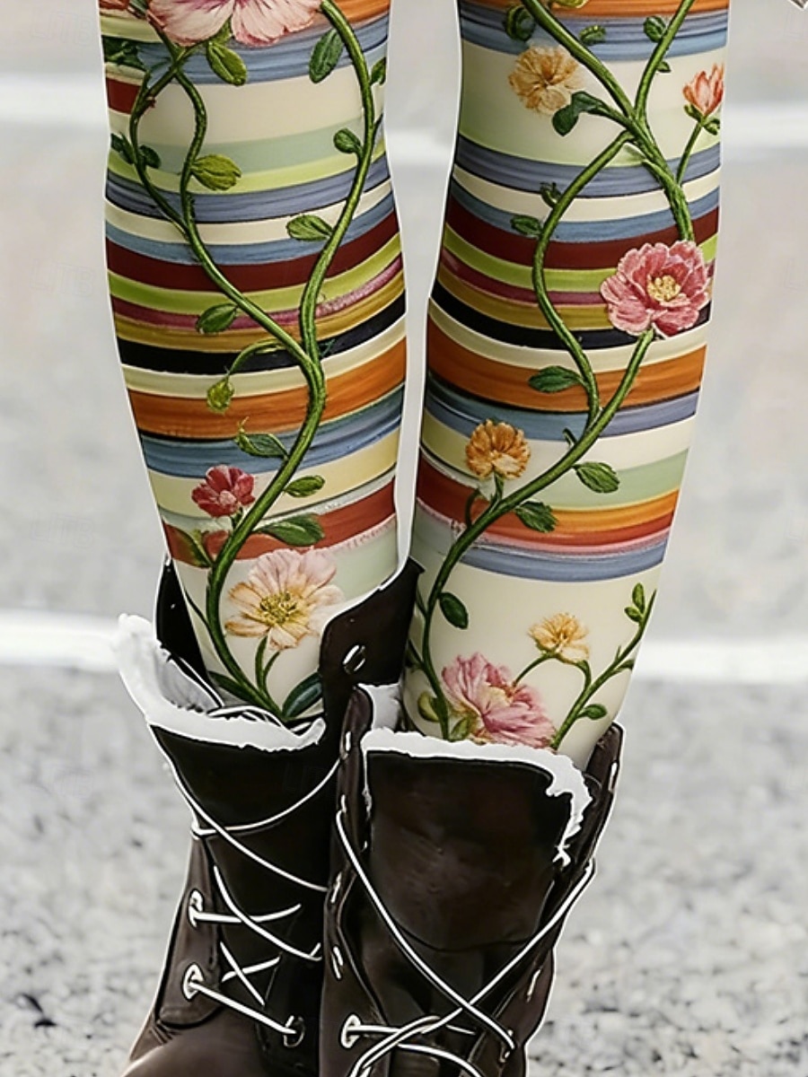 Mujer Polainas Leggings cómodos Vacaciones Vintage Casual Longitud total Alta cintura Floral Graphic A Rayas Estampado Comodidad Cómodo Alta elasticidad Casual Diario Vacaciones Verde Trébol 2026 - $20.99 –P3