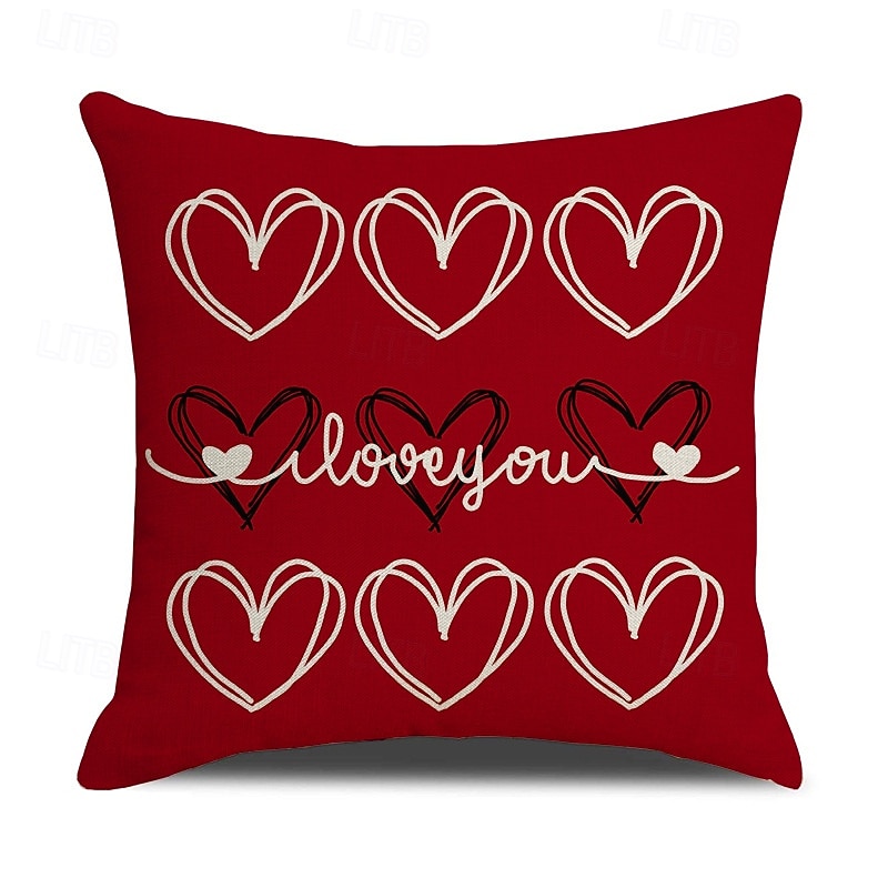 Valentine's Day Couple Heart Pillow Cover, Red "LOVE" Letter Print Decorative Cushion, Perfect for Sofa, Living Room, Bedroom, Ideal for Romantic Valentine's Day Home Decor 2026 - $13.99 –P6