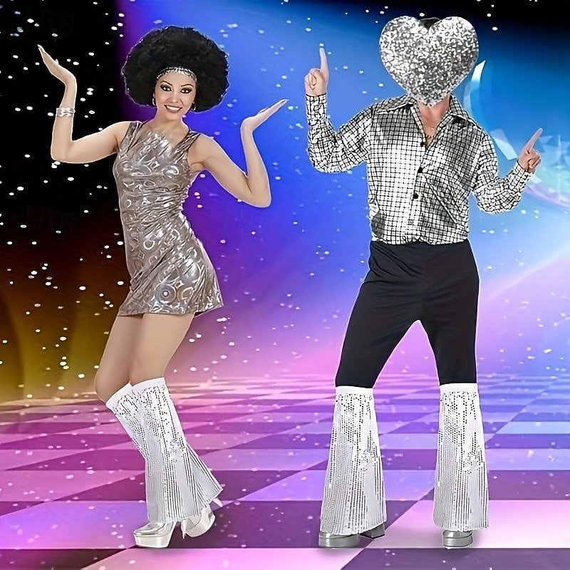 Disfraz de carnaval Disfraz de lujo Sombrero de panamá Tirantes con espalda en Y Disco Retro Antiguo Años 80 Lentejuelas Adulto Hombre Mujer Unisexo Víspera de Todos los Santos Carnaval Fiesta 2026 - $24.99 –P13