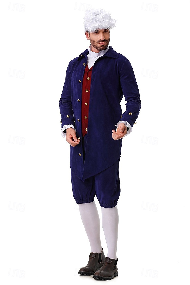 250e anniversaire des États-Unis Rococo Baroque Tenues Manches longues George Washington Epoque Coloniale Guerre d'indépendance américaine Déguisement Homme Carnaval Jour de l'indépendance 4 juillet de 2026 ? $50.99 –P10