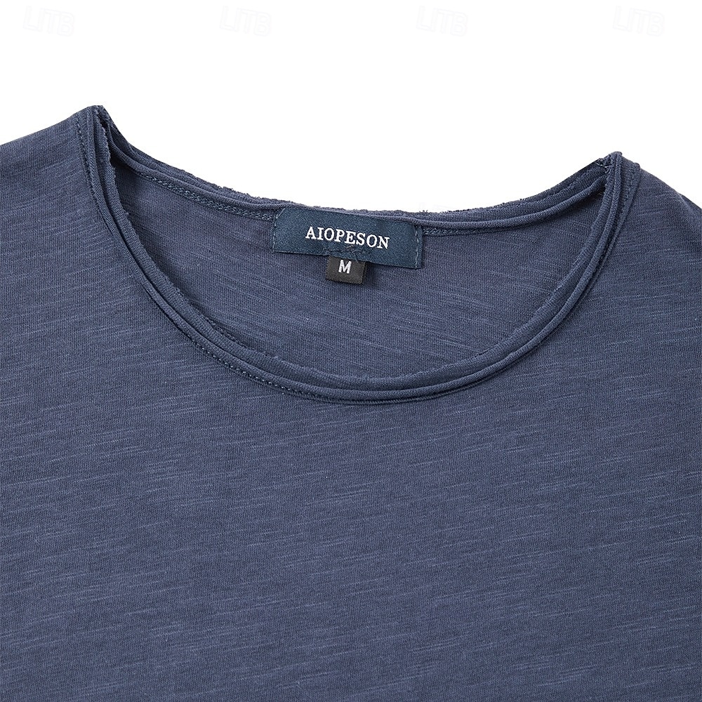 Herren T-Shirt T-Shirt aus 100 % Baumwolle Kurze Ärmel Rundhalsausschnitt Sommer Frühling & Herbst Einfach Texture Mode Designer Basic Klassicher Stil Lässig Urlaub Straße Blau Schwarz Weiß Top 2026 - AU $24.39 –P13