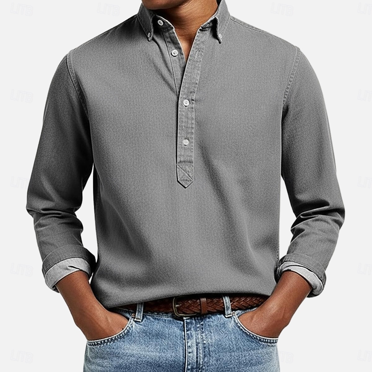 Ανδρικά Πουκάμισο Πουκάμισο Popover Πουκάμισο με κουμπιά Casual πουκάμισο Μπλε τζιν Μαύρο Λευκό Βαθυγάλαζο Σκούρο μπλε Μακρυμάνικο Σκέτο Κουμπωτός γιακάς Causal ΕΞΩΤΕΡΙΚΟΥ ΧΩΡΟΥ Κουμπιά Ρούχα 2026 - $22.99 –P5